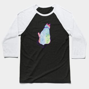 A colorful cat tries to sit in a little box Baseball T-Shirt